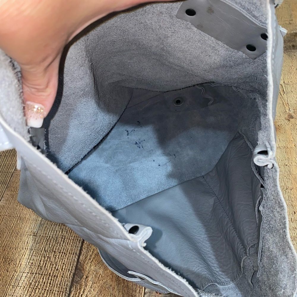 STEPHANE VERDINO LARGE GREY LEATHER TOTE BAG EUC - Picture 6 of 14